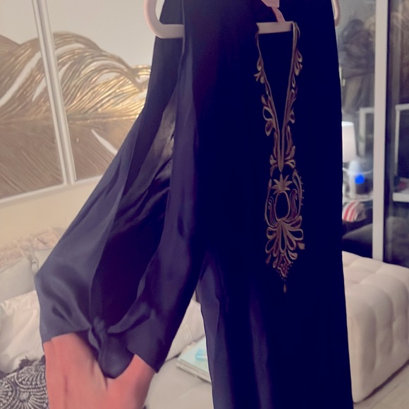 NWOT - ***STUNNING SILK NAVY LILLY DRESS WITH GOLD EMBROIDERY*** - Picture 3 of 5